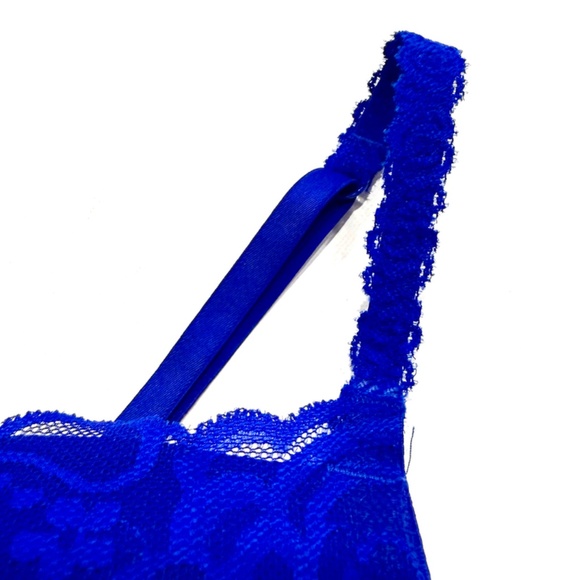 PINK Victoria's Secret Royal Blue Lace Push-up Bra with Pink Lining Bralette - Picture 9 of 15